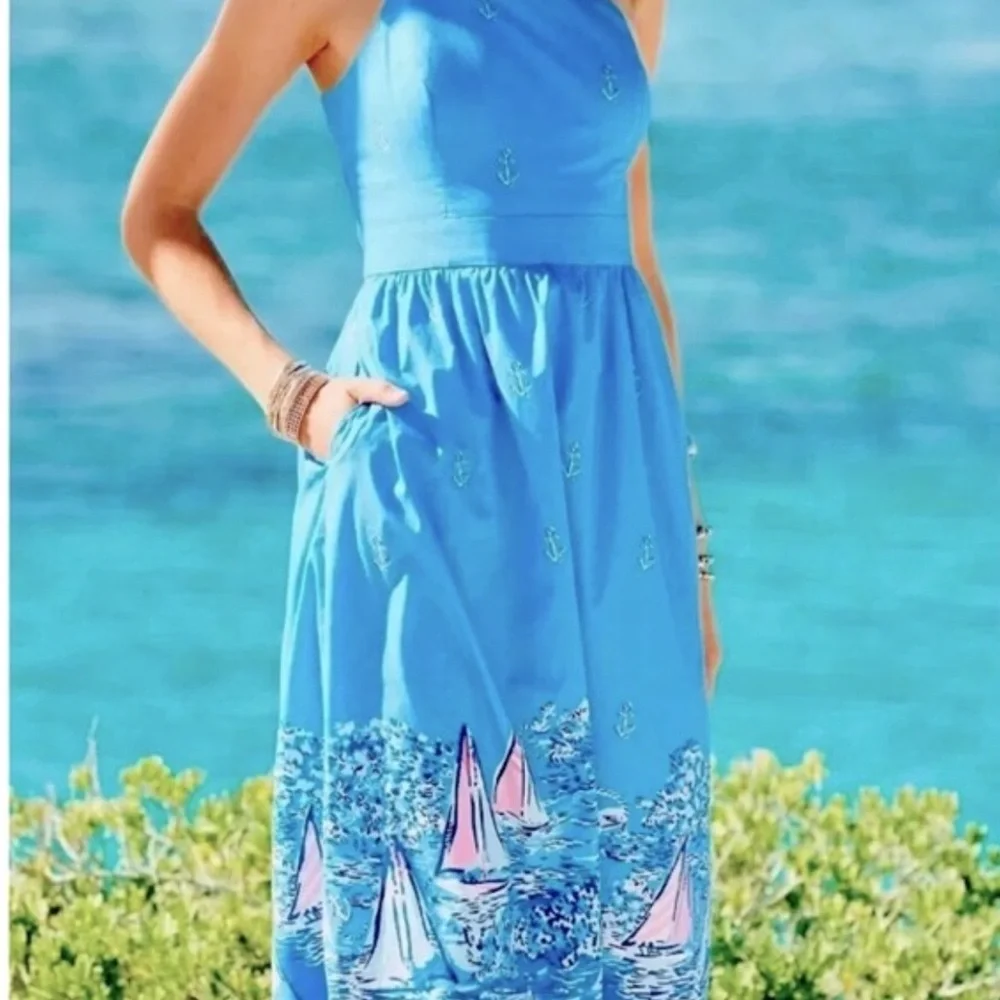 Lilly Pulitzer NWT Charlese Maxi A Lil Nauti - Picture 1 of 2